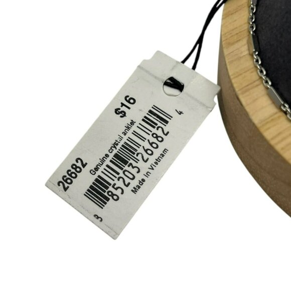 Vintage Cookie Lee Genuine Crystal‎ Anklet Ribbon Adjustable  Silver Tone New - Picture 6 of 10